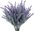 GTIDEA 4pcs Artificial Flowers Flocked Plastic Lavender Bundle Fake Plants Wedding Bridle Bouquet Indoor Outdoor Home Kitchen Office Table Centerp...
