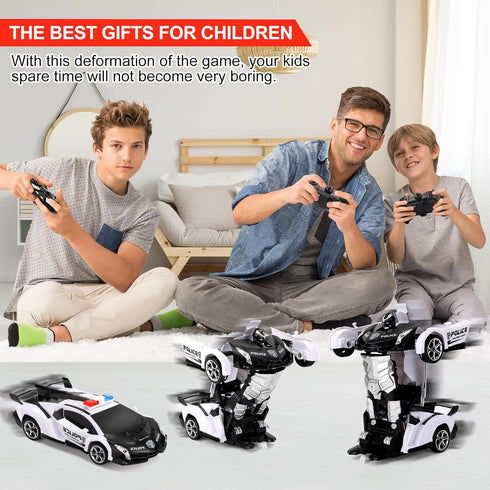 Transform Rc Cars for Boys 4-7 8-12, 2.4Ghz 1:18 Scale Remote Control Car Transforming Robot, One-Button Deformation 360° Rotation and Drift Car T...