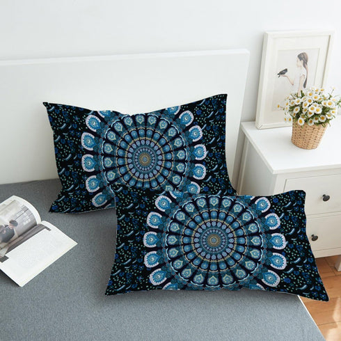 Boho Mandala Peacock Pillow Cases 2 Pieces Floral Paisley Pattern Printed Pillowcases Indian Hippie Themed Square Bedclothes 30" L x 20" W...