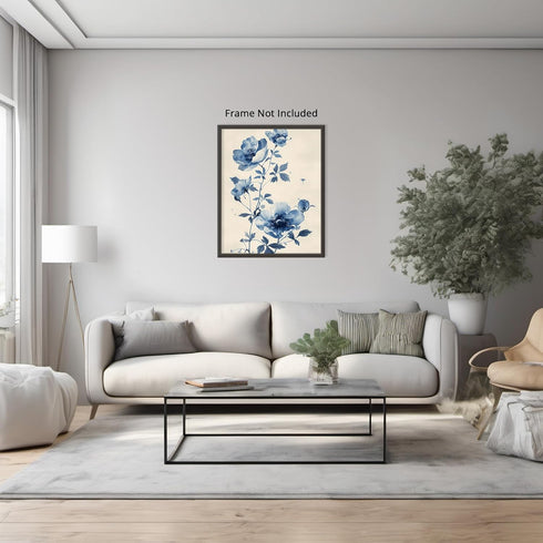 Posterizer 1 pcs-baby blue dainty flowers for chic decor-Floral & Botanical Art-Abstract & Modern Art-Decor for Home & Office- UNFRAMED Wall Art...