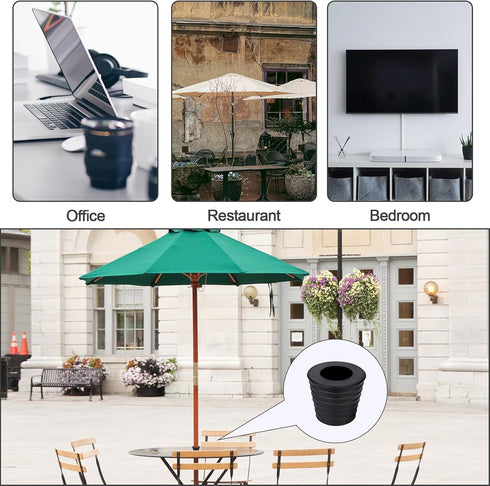 SAVITA Patio Table Umbrella Hole Ring, Silicone Black Table Umbrella Hole Plug Cone with Transparent Umbrella Hole Ring Fits Parasol Poles 1.5 inc...