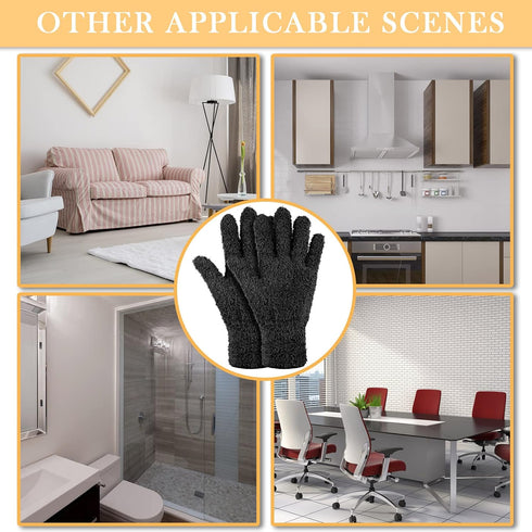 Bencailor 6 Pairs Microfiber Dusting Gloves, Dusting Cleaning Gloves Microfiber Gloves for Plants House Blinds Car Dust Mitt (Black,Medium)...
