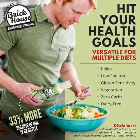 Creamy Garlic Herb Vinaigrette Dressing, Keto-Friendly Creamy Garlic Salad Dressing, Non-GMO & Low Sodium Salad Dressing by Brick House, 12 Oz...
