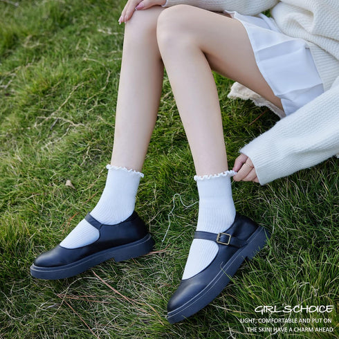 Cute Ruffle Ankle Socks for Women - Soft Cotton Knit Lettuce Low Cut Frilly Crew Socks...