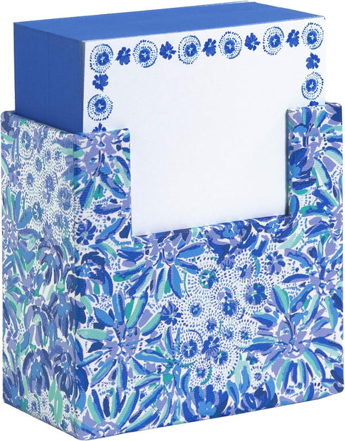 Lilly Pulitzer Blue Block with 300 Sheets of Loose Note Paper, Desk Organizer Doubles as Pencil Cup, High Manetenance...