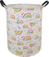 19.7 Inches Large Laundry Basket Waterproof Round Cotton Linen Collapsible Storage bin with Handles for Hamper Kids Room,Toy Storage (Rainbow)...