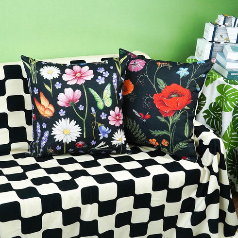 ONWAY Outdoor Waterproof Spring Summer Pillow Covers 12x20 Inch Set of 4 Floral Farmhouse Throw Pillows Decorative Cushion Cases for Outdoor Couch...
