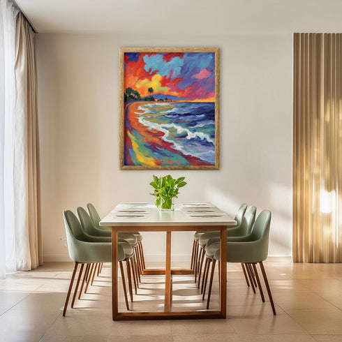 Posterizer 1 pcs- sea and beach themed oil painting style print 10-Landscape & Nature Art-Floral Botanical Art- Decor for Home & Office- unframed ...