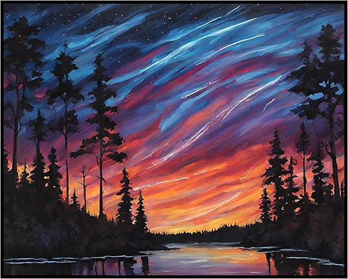 Posterizer 1 pcs- mountains, trees, night sky landscape nature 4-Landscape & Nature Art-Floral Botanical Art- Decor for Home & Office- unframed wa...
