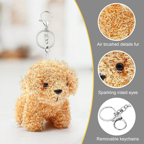 Anboor Small Stuffed Animals—4.8 Inch Cute Puppy Dog Plush Stuffed Animal with Keychain for Party Favors (Light Brown)...