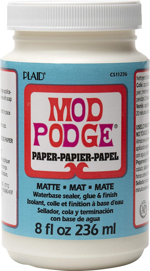 Mod Podge Waterbase Sealer, Glue and Finish for Paper (8-Ounce), CS11236 Matte Finish...