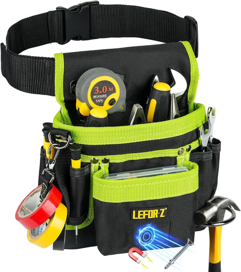 Tool Belt,Magnetic Tool Pouch,14-Pockets Tool Belts for Men,Detachable & Adjustable Tool Pouch belt for Electrician,Carpenter,Construction,Work Ap...