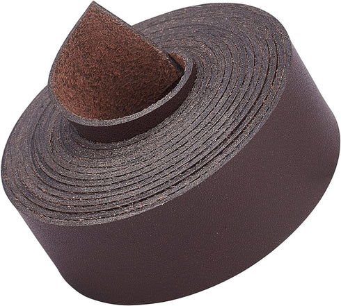 GORGECRAFT Dark Brown Genuine Leather Strap Strip 1 Inch Wide 79 Inch Long Leather Belt Wrap Single Sided Flat Cord for DIY Crafts Projects Clothi...