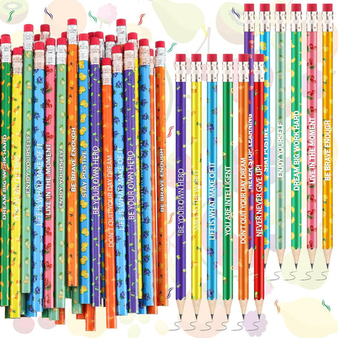 Scented Inspirational Motivational Pencils Student Colorful Fruit Pencils Cute Pencils with Eraser Wood Graphite Pencil for Girls Kids Boys School...