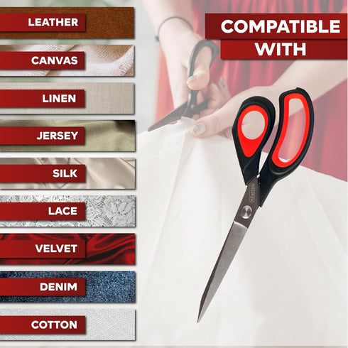 XFasten Heavy-Duty Professional Tailor Scissors, 9.5-Inch Heavy Duty Ultra-sharp Dressmaker’s Scissors Shears for Fabric Cutting | Sewing scissors...