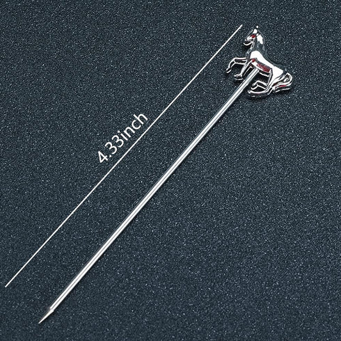 RRRuo Horse Cocktail Reusable Picks Martini Picks Fruit Toothpicks for Appetizers Olives Brandied Cherries Skewers 8 pieces (Silver)...