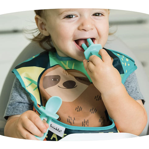 Tiny Twinkle Silicone Training Utensils - Baby Spoons and Baby Forks For Self-Feeding Training - Silicone Baby Led Weaning Utensils For Toddlers A...