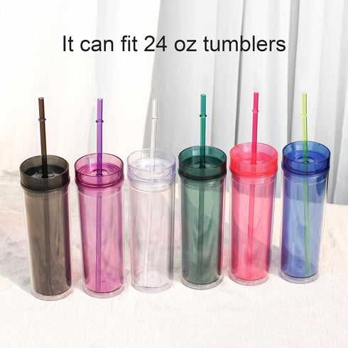 DAKOUFISH 11 Inch Clear Reusable Plastic Replacement Drinking Straws for 24 oz & 16 oz Mason Jar Tumblers,Set of 12 Pcs Straws with Cleaning Brush...
