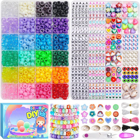IOOLEEM Pony Beads, Bracelet Making Kit, Pony Beads Kit, Friendship Bracelet Making Kit, Hair Beads, Kandi Pony Beads, Beads for Jewelry Making....