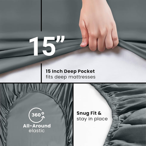 Utopia Bedding Queen Fitted Sheet - Bottom Sheet - Deep Pocket - Soft Microfiber - Shrinkage and Fade Resistant - Easy Care -1 Fitted Sheet Only (...