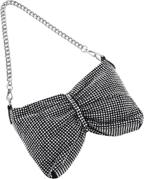 Ayliss Women Rhinestone Handbag Clutch Crystal Mini Bowknot Evening Purse Bag Top Handle Shoulder Party Bag Pouch Chain...