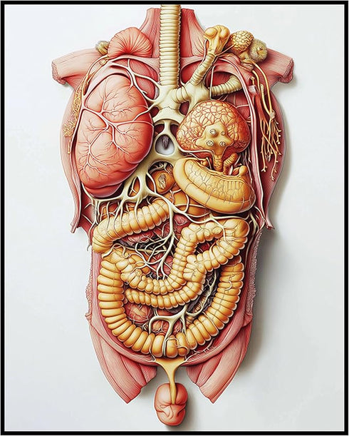 Posterizer 1 pcs-anatomical illustration of the human digestive system 3-Teachers & Classrooms-Abstract & Modern Art-School and classroom art- unf...