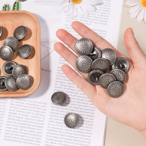 NUOMI 50 Pcs Antique Metal Shank Buttons, Vintage Shank Buttons for Crafts Projects, Coat, Jackets, Flower Pattern Engraved Metal Sewing Buttons 2...