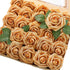 Floroom Artificial Flowers 25pcs Real Looking Gold Foam Fake Roses with Stems for DIY Wedding Bouquets Bridal Shower Centerpieces Party Decoration...