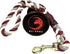Ravenox Traffic Handle Short Dog Leash | Strong, Comfortable Cotton Rope Dog Pet Leash |(Burgundy, Silver & White)(16" Long)| Handmade in The USA,...