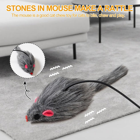 2PCS Interactive Cat Feather Toys, Retractable Mouse Teaser Toy, Home Alone Hanging Cat Toys for Bored Indoor Cats Kitten Play Chase Exercise, Kit...