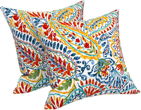 LVTXIII Outdoor Throw Pillow Covers 18 x 18 Inch, COVERS ONLY Modern Paisley Pattern Decorative Square Toss Pillow Case Pack of 2 for Home Patio G...