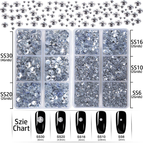 LPBeads 6400 Pieces Hotfix Rhinestones Clear Flat Back 5 Mixed Sizes Crystal Round Glass Gems with Tweezers and Picking Rhinestones Pen...