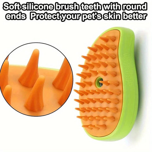 Cat Steam Brush - 3 in 1 Silicone Massage Grooming Brush, Pet Hair Cleaning Brush Comb for Cats and Dogs, Removes Tangles and Loose Hair (Green)...