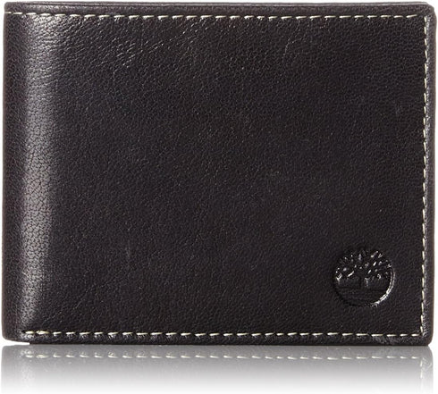 Timberland mens Leather Passcase Trifold Wallet Hybrid, Black (Hundson), One Size...