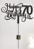Black Glitter 70th Birthday Cake Topper, Happy 70th Birthday Cake Topper, 70th Birthday Party Decorations...