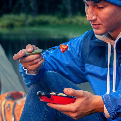 Tapirus Spork Tactical Orange | BPA Free Spoon Fork, Stainless Steel Knife and Fire Starter | 3 in 1 multipurpose utensil | Outdoor hiking, campin...