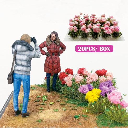 Woohome Flower Cluster Flower Vegetation Groups Grass Tufts Miniature Static Scenery for DIY Architecture Building Model Railway Train Diorama Gar...