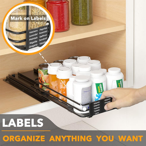 SpaceAid Pull Out Spice Rack Organizer for Cabinet, Heavy Duty Slide Out Seasoning Kitchen Organizer, Cabinet Organizer, with Labels and Chalk Mar...