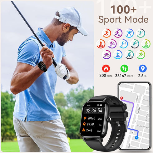 Smart Watches for Men Women(Answer/Make Calls) 1.96” HD Big Screen Smart Watch 100+ Sports Mode Fitness Watch with Heart Rate Sleep Monitor IP68 W...