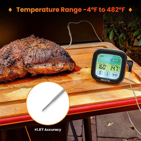 SMARTRO ST59 Digital Meat Thermometer for Oven BBQ Grill Kitchen Food Cooking with 1 Probe and Timer, LCD...