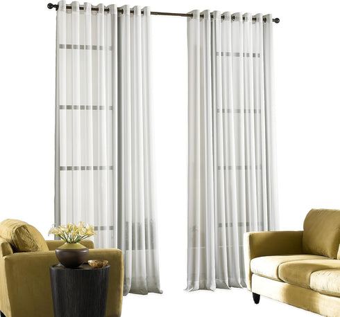 Curtainworks 1Q804304WI Soho Voile Sheer Grommet Panel, 59 by 144", Winter White...