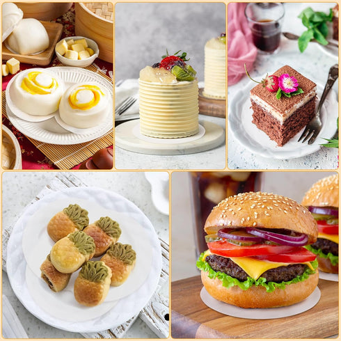 GWHOLE 500pcs Wax Paper Non-Stick Hamburger Patty Paper Food Grade BBQ Grill Waxed Stencil Sheet Restaurant-Grade Round Wax Paper, 4.3 inch...