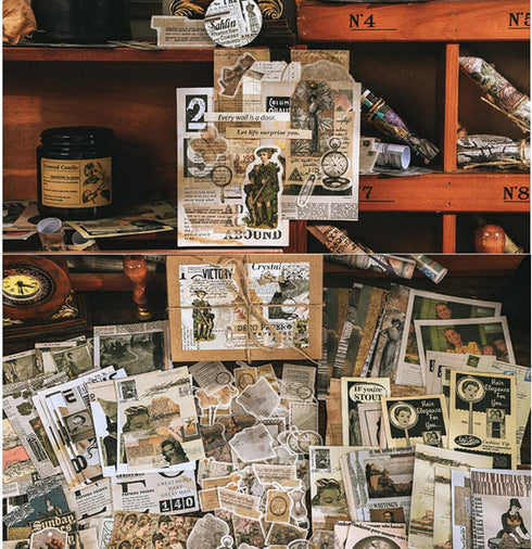 200 Pieces Vintage Ephemera Scrapbooking Supplies Pack for Journaling, Decoupage Paper Scrapbook Stickers Kit for Bullet Junk Journal Planners Col...
