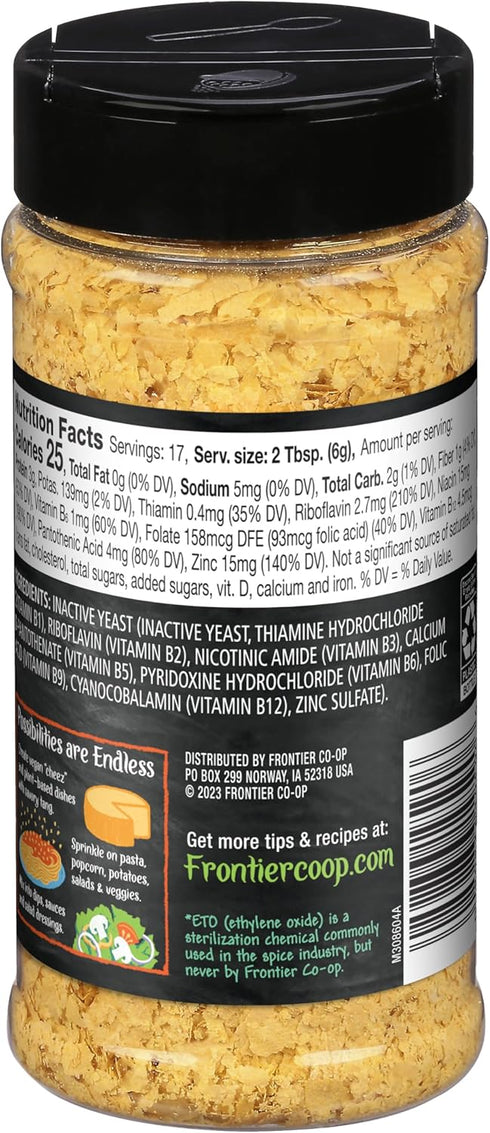 Frontier Co-op Premium Nutritional Yeast Flakes, 3.6 oz. - Vegan, Gluten-Free, Kosher, Non-Irradiated Seasoning, Dairy-Free Cheese Flavor, Rich in...