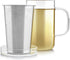Teabloom Premium Borosilicate Glass Mug with Stainless Steel Loose Leaf Tea Infuser and Lid/Dish - 12 Ounces (350 mL)...