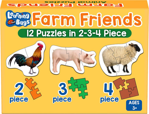 Farm Animal Puzzle, 12 Puzzles in 2 3 4 Piece Jigsaw & Toddler Puzzles...