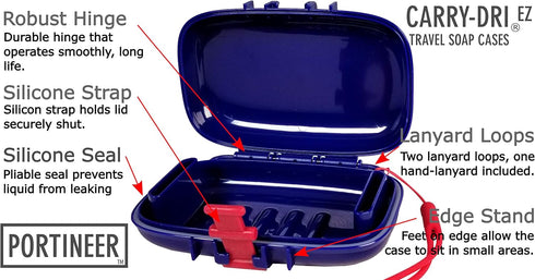 Carry-Dri EZ Travel Bar Soap Container & Dish - Dries with Patented Air Vents - Durable Leakproof Soap Holder - Compact Soap Bar Case - Ultimate P...