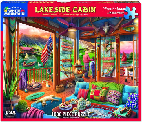 White Mountain Puzzles Lakeside Cabin, 1000 Piece Jigsaw Puzzle...