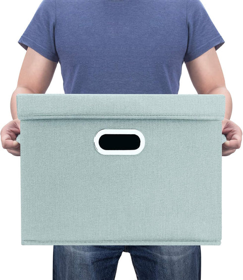 TYEERS Collapsible Storage Bins With Lids, Large Fabric Storage Boxes - 2 Pack - Aqua Spring...
