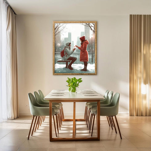 Posterizer 1 pcs-couple's exchanging love on snowy Valentine's day -1-Romantic Art-Holiday Poster Collection-Gift for Couples boyfriend girlfriend...